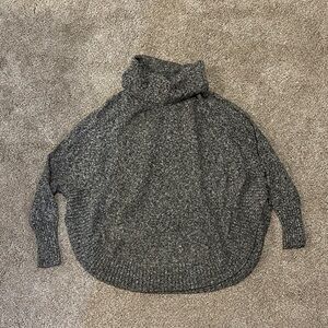 Cozy Gray Turtle Neck Sweater with Batwing Sleeves